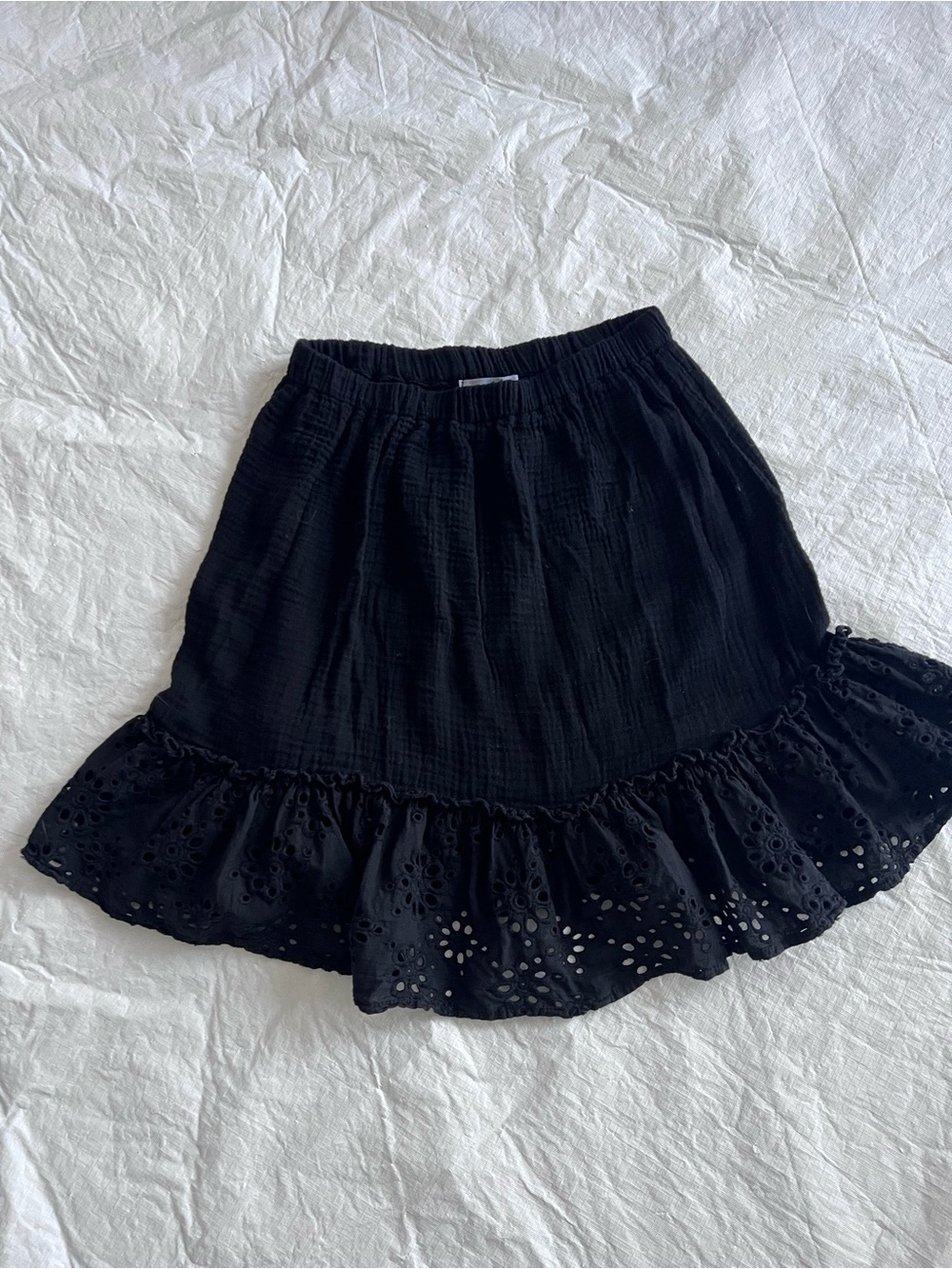 Red Haute Women's Black Gauze Eyelet Cotton Short Skirt Elastic Waist Size XS